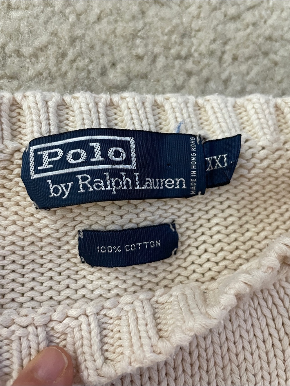 Vintage Polo Ralph Lauren USA Flag Cotton Sweater, Size XXL - Picture 4 of 7